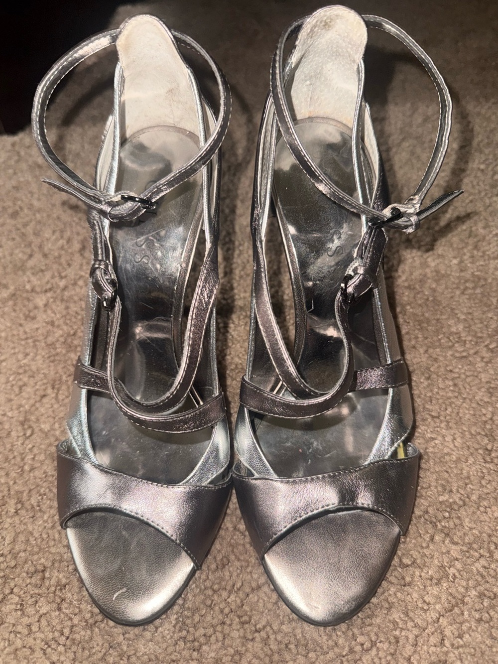 Guess Metallic grey Strappy Women's Stilettos